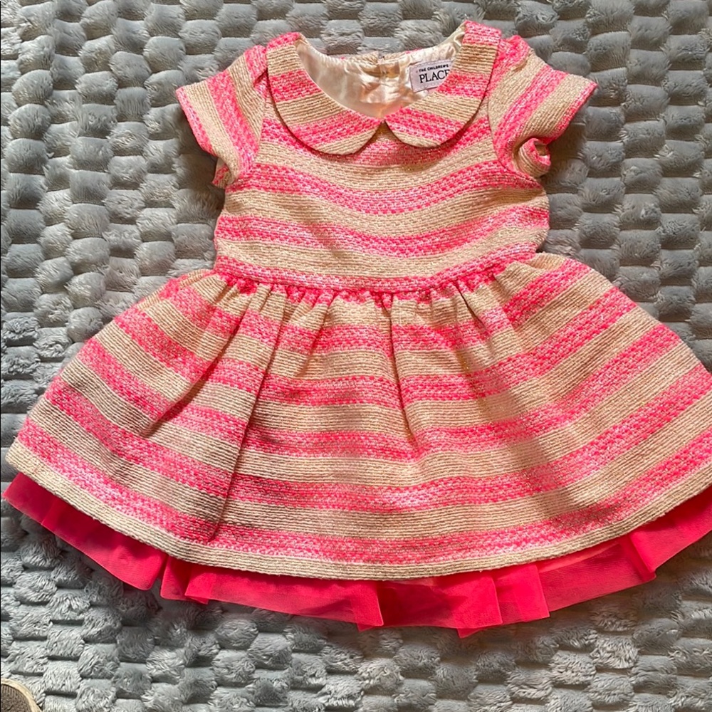 Place Pink and Gold Striped Kids Dress